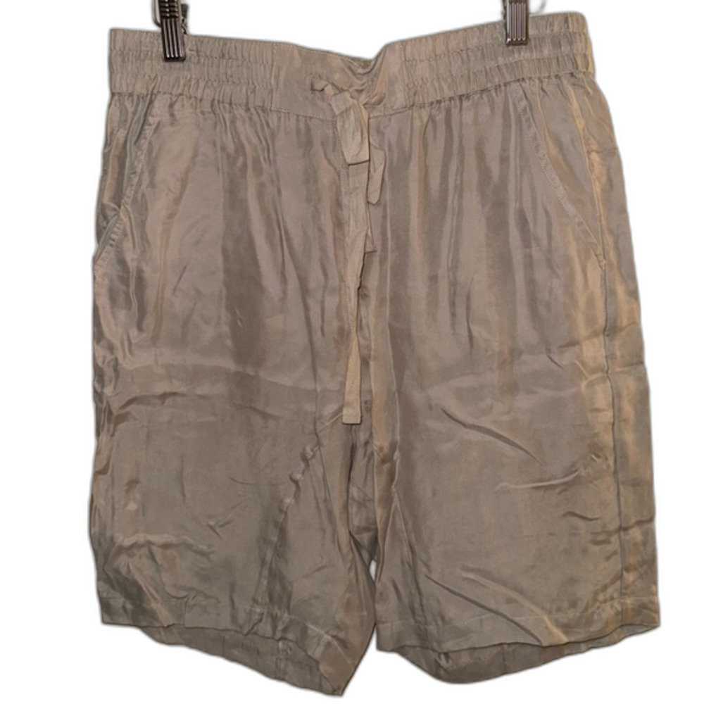 NWT Johnny Was Pete & Greta Beige Khaki Solid Stretch Hight Waist Shorts Small